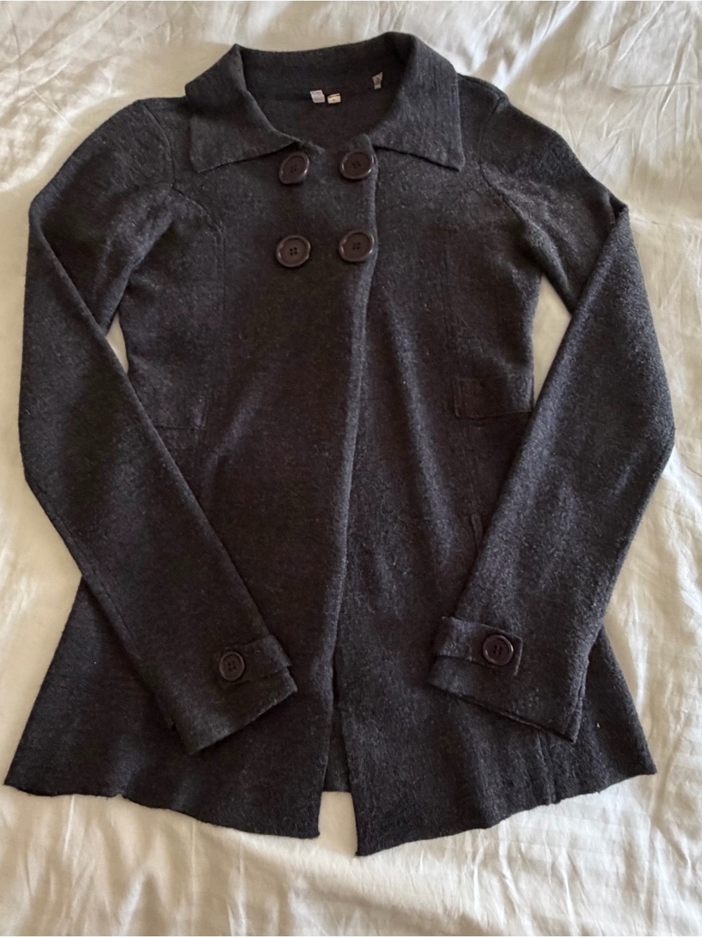 Women’s wool Joie Black/Gray Knit Cardigan with Structured Collar